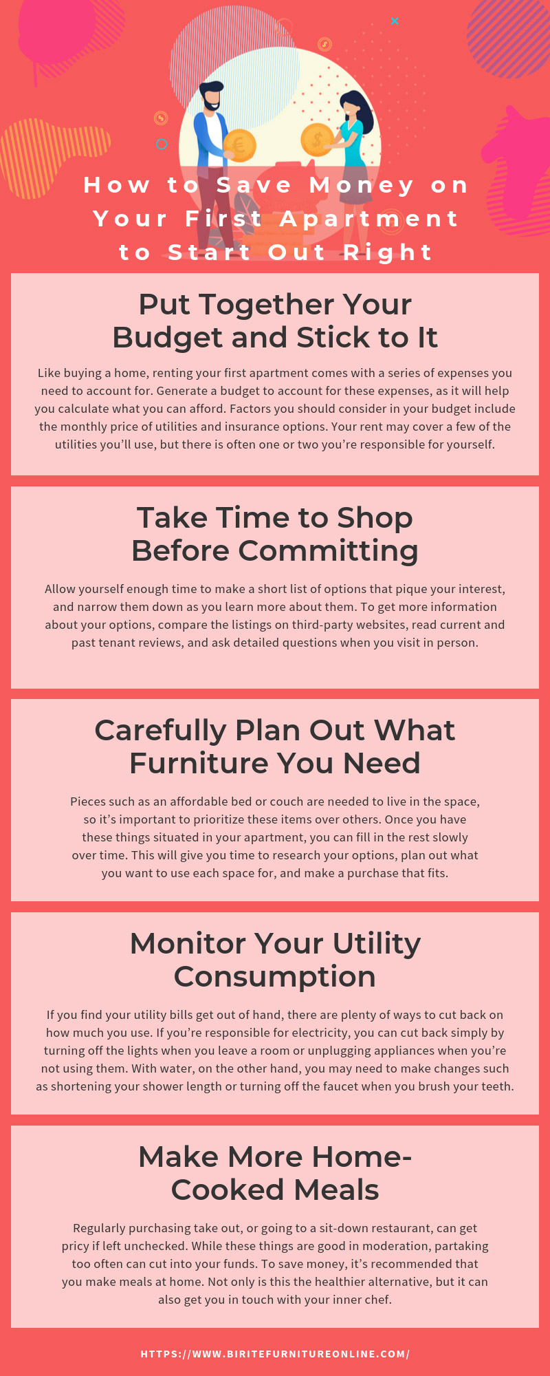 How to Save Money on Your First Apartment to Start Out Right infographic