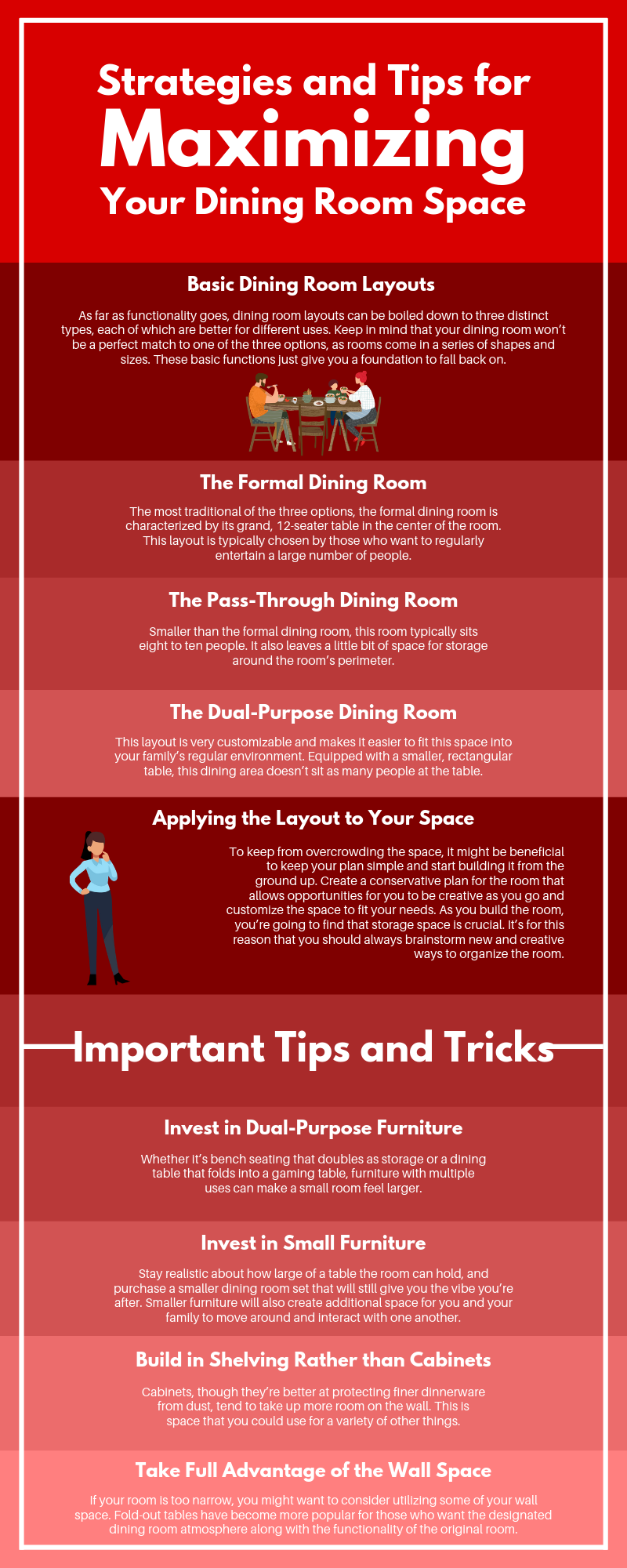 strategies and tips for maximizing your dining room space infographic
